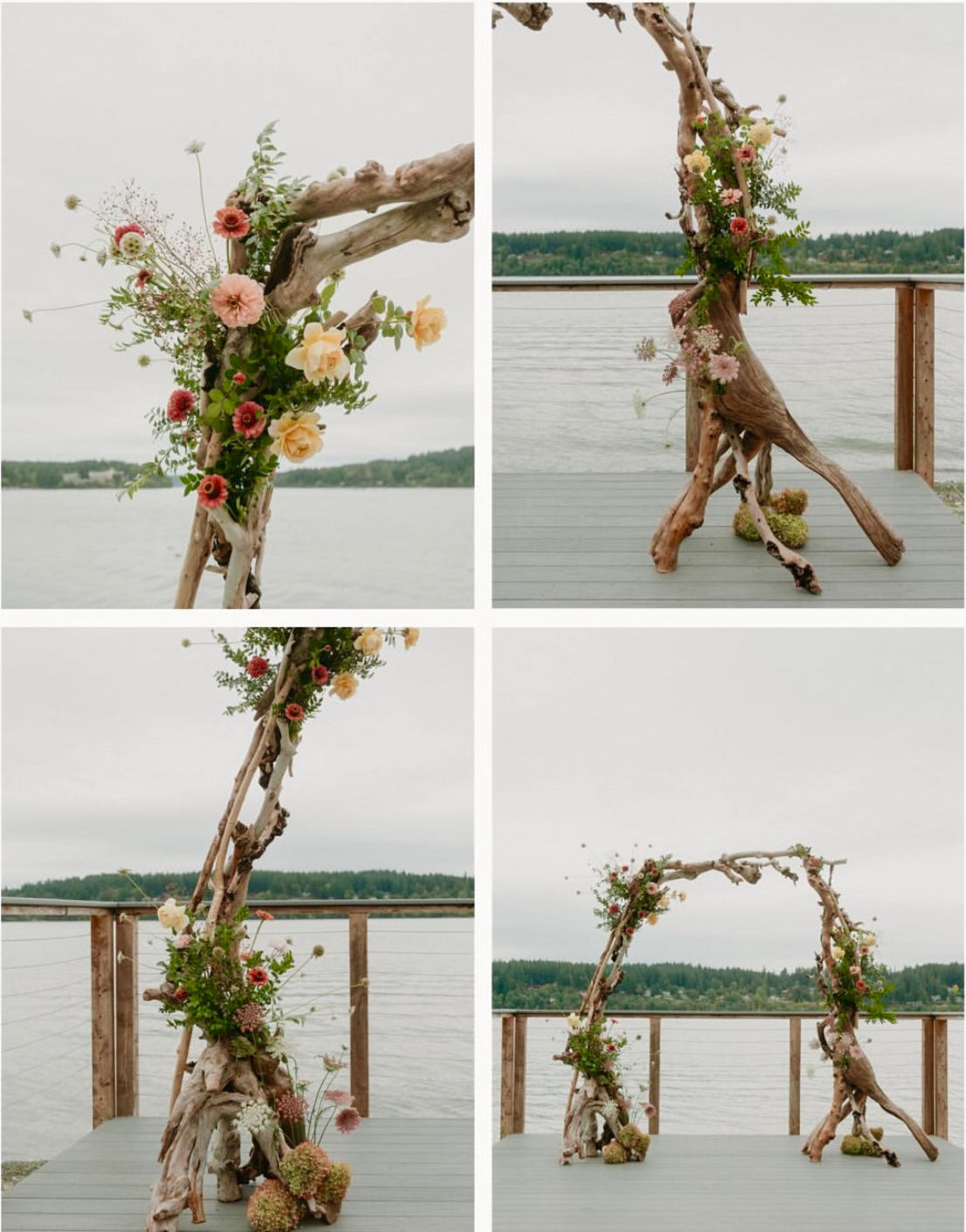 Wedding floral arch at Kiana Lodge.