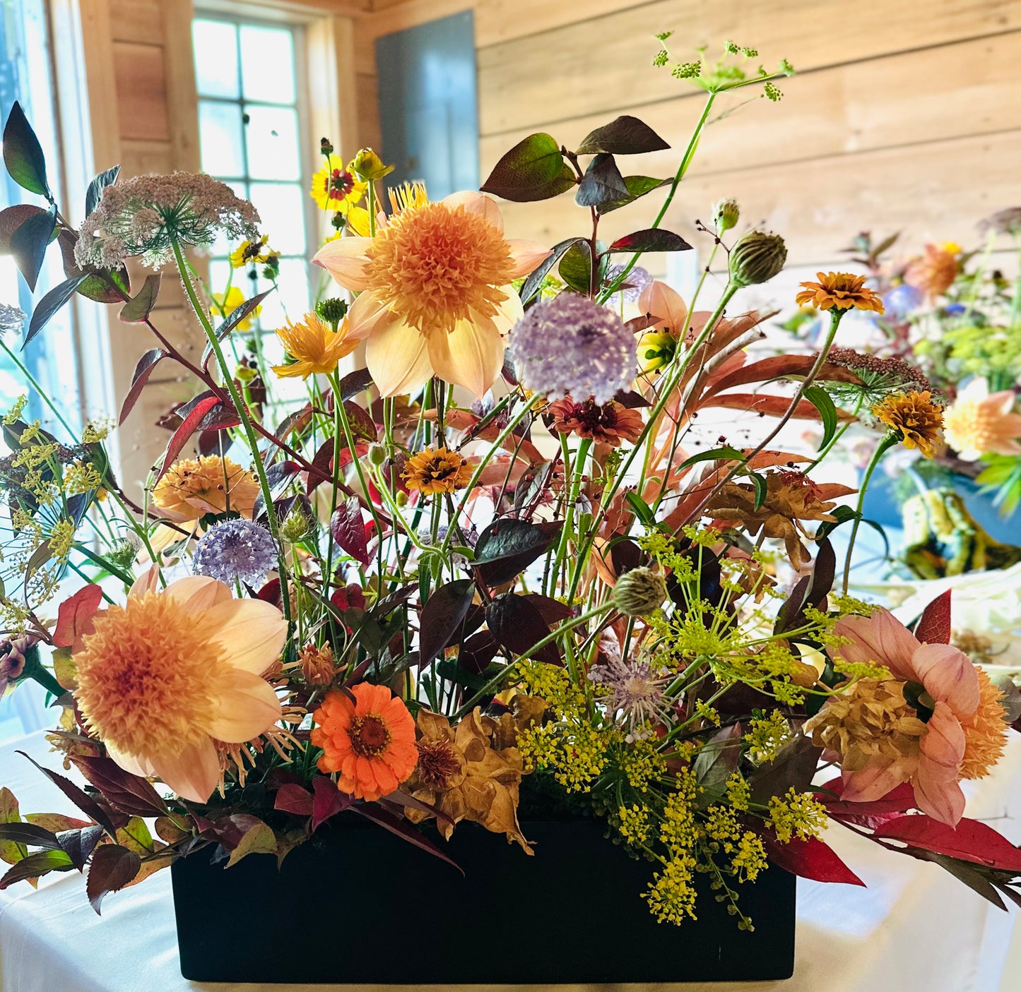 Wedding flower meadow box at Red Cedar Farm in Poulsbo.