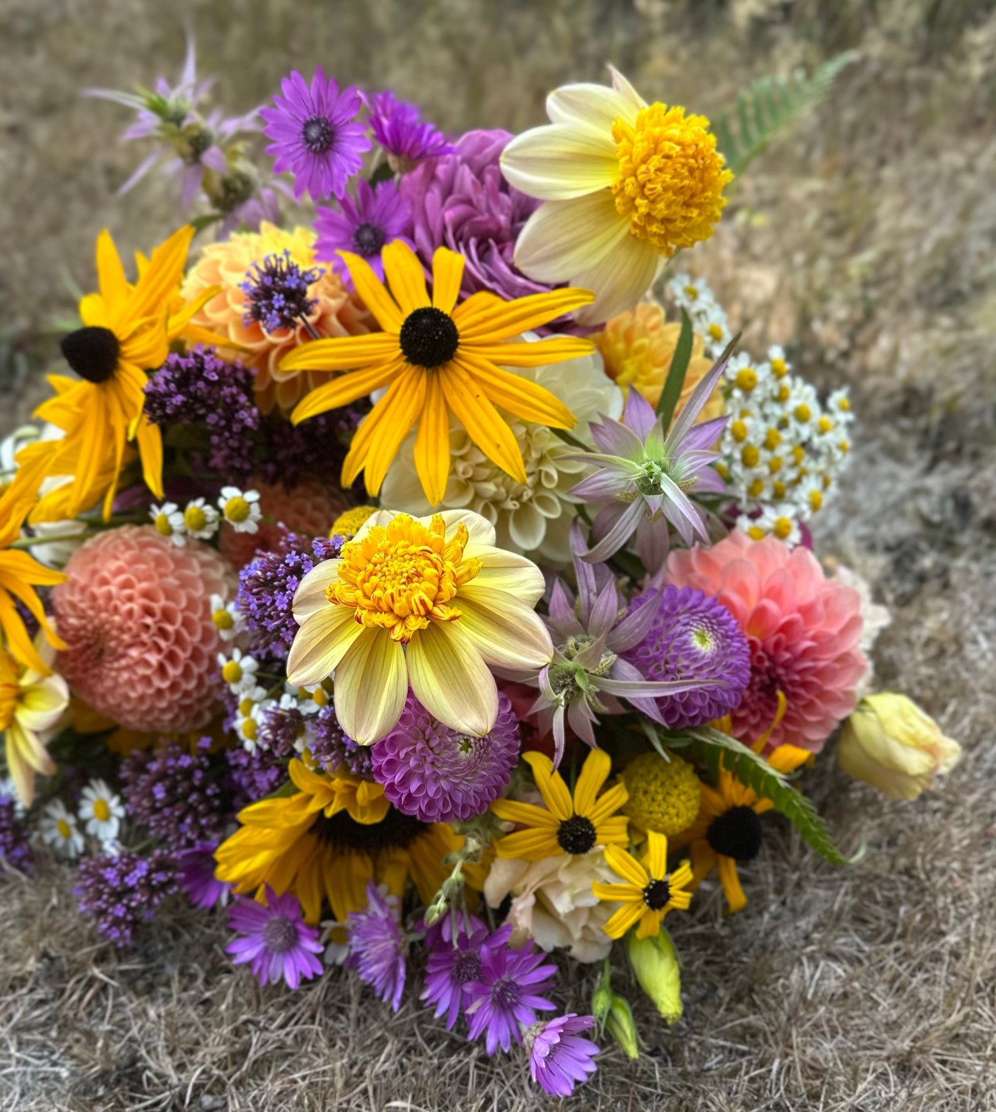 Yellow wildflower bridal bouquet