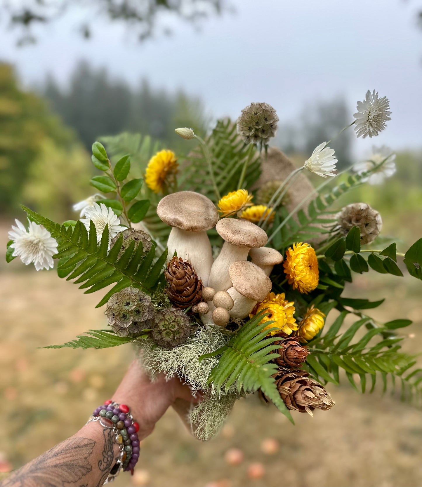 Mushroom woodland bridal bouquet.