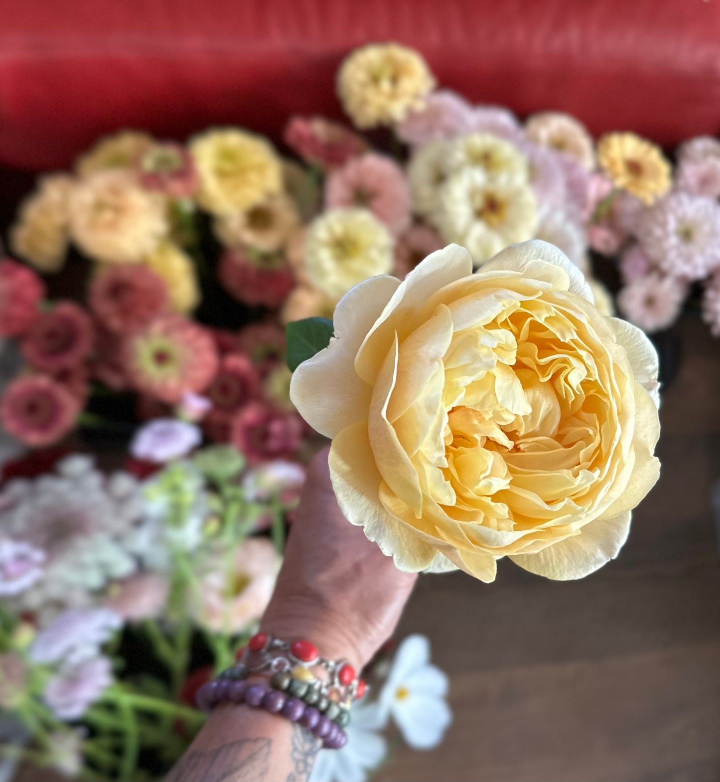 Garden roses for wedding centerpieces.