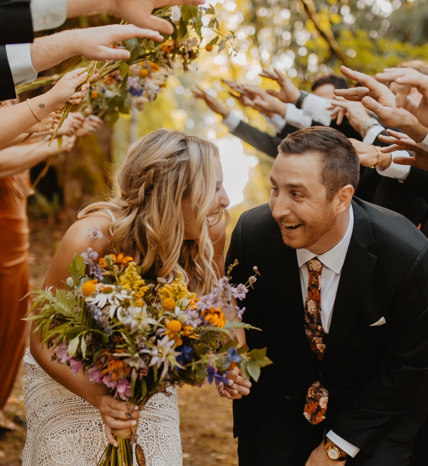 Garden gathered bridal bouquet.